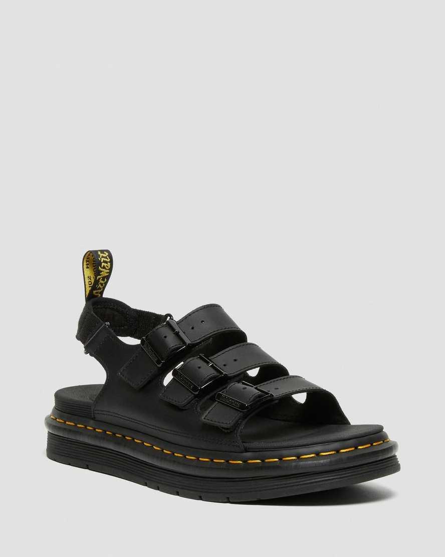 Dr. Martens Soloman Lær Strap Sandaler Herre Svart [7240WRCXO]